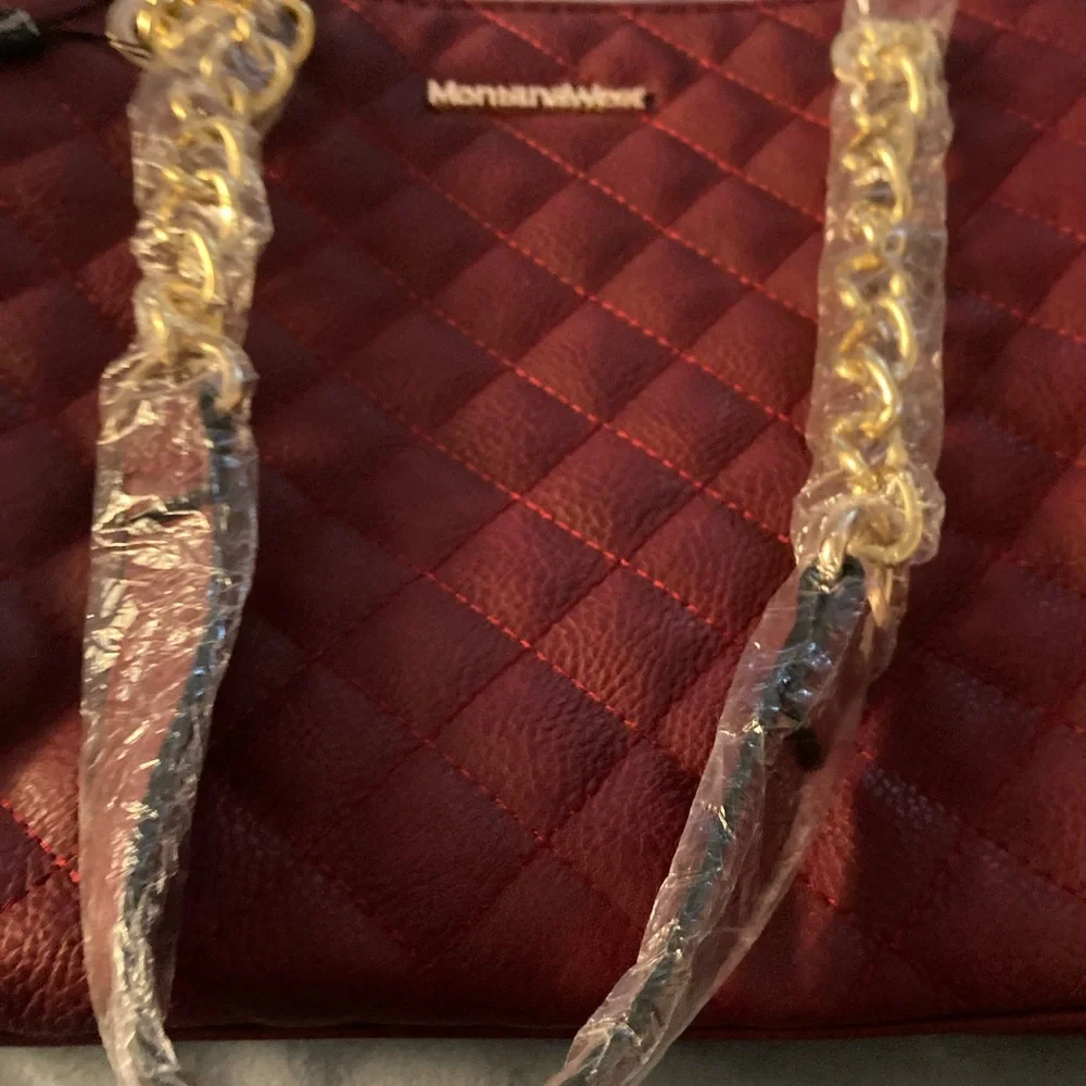 Montana West Quilted Burgundy Shoulder Bag - Picture 12 of 12